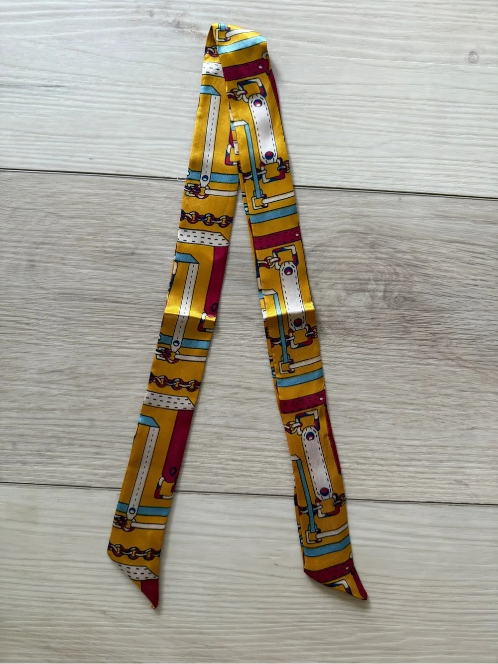 Yellow Patterned  Hair Scarf Ribbon
